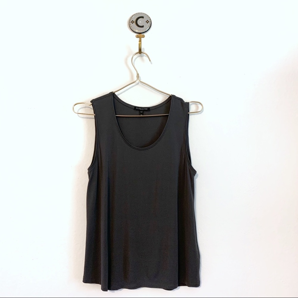 EILEEN FISHER Gray Silk Petite Tank